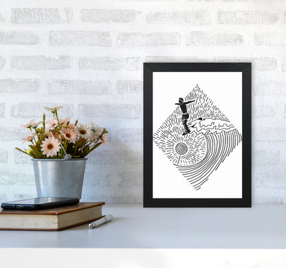 Surfer Line Drawing Art Print by Jason Stanley A4 White Frame