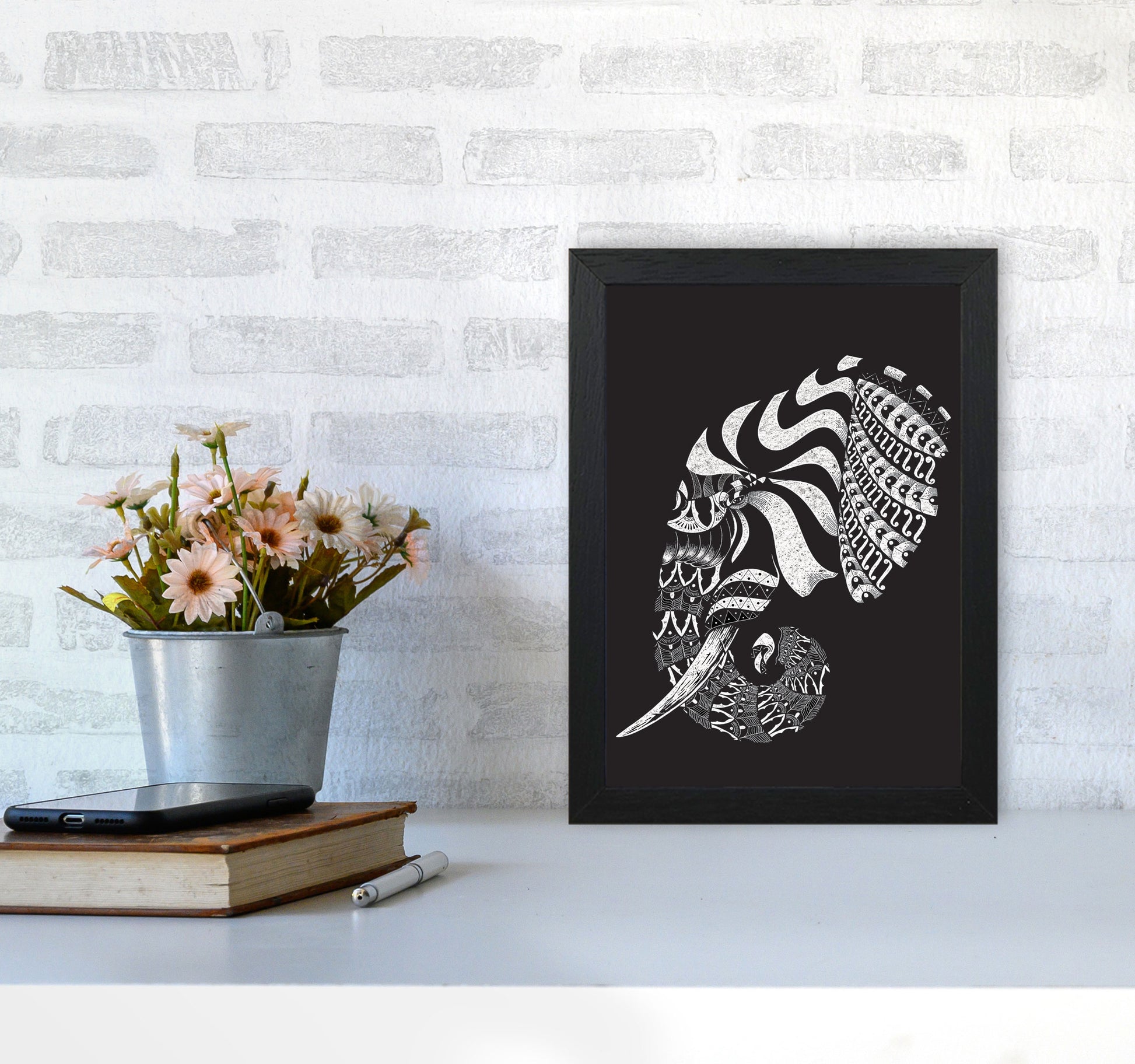 Ornate Elephant II Art Print by Jason Stanley A4 White Frame