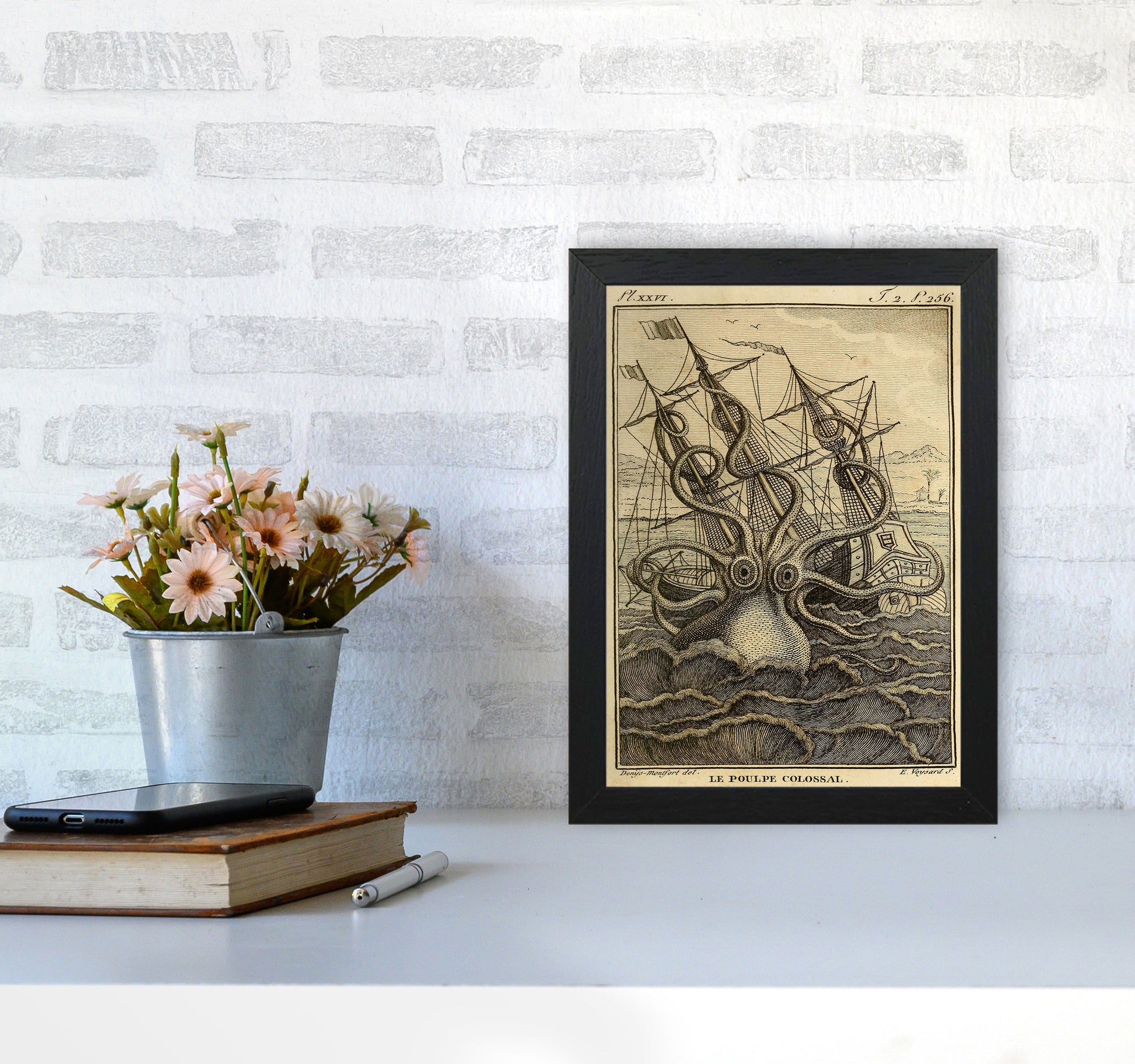 The Great Collossal Octopus Art Print by Jason Stanley A4 White Frame