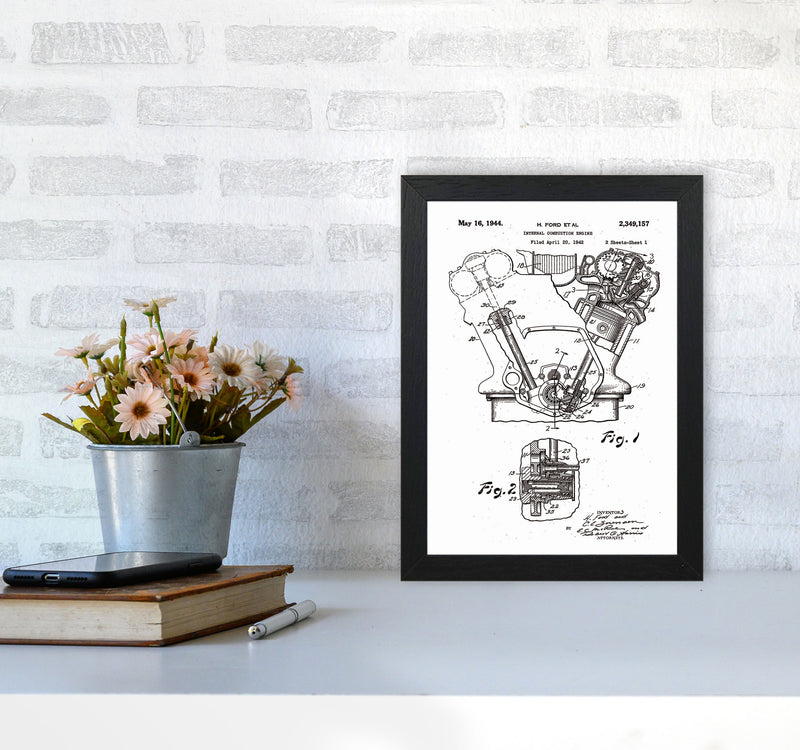 Ford Internal Combustion Engine Patent Art Print by Jason Stanley A4 White Frame