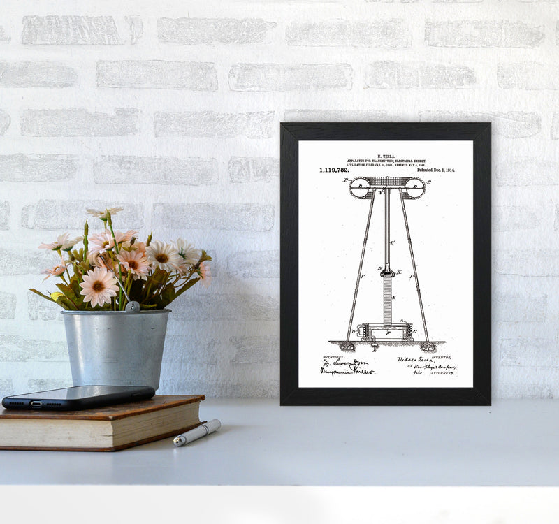 Tesla Electrical Energy Patent Art Print by Jason Stanley A4 White Frame