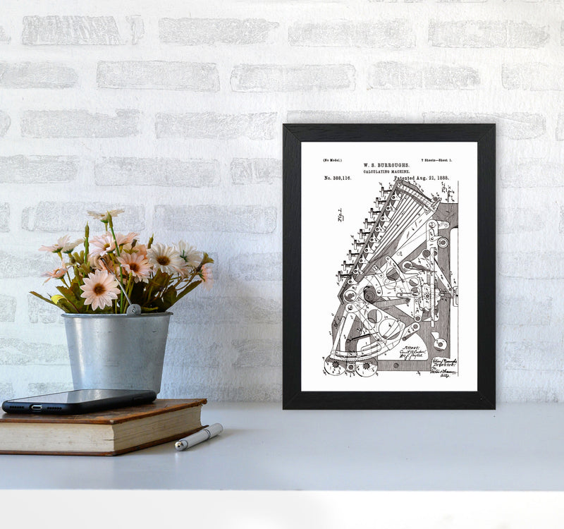 Calculating Machine Patent Art Print by Jason Stanley A4 White Frame