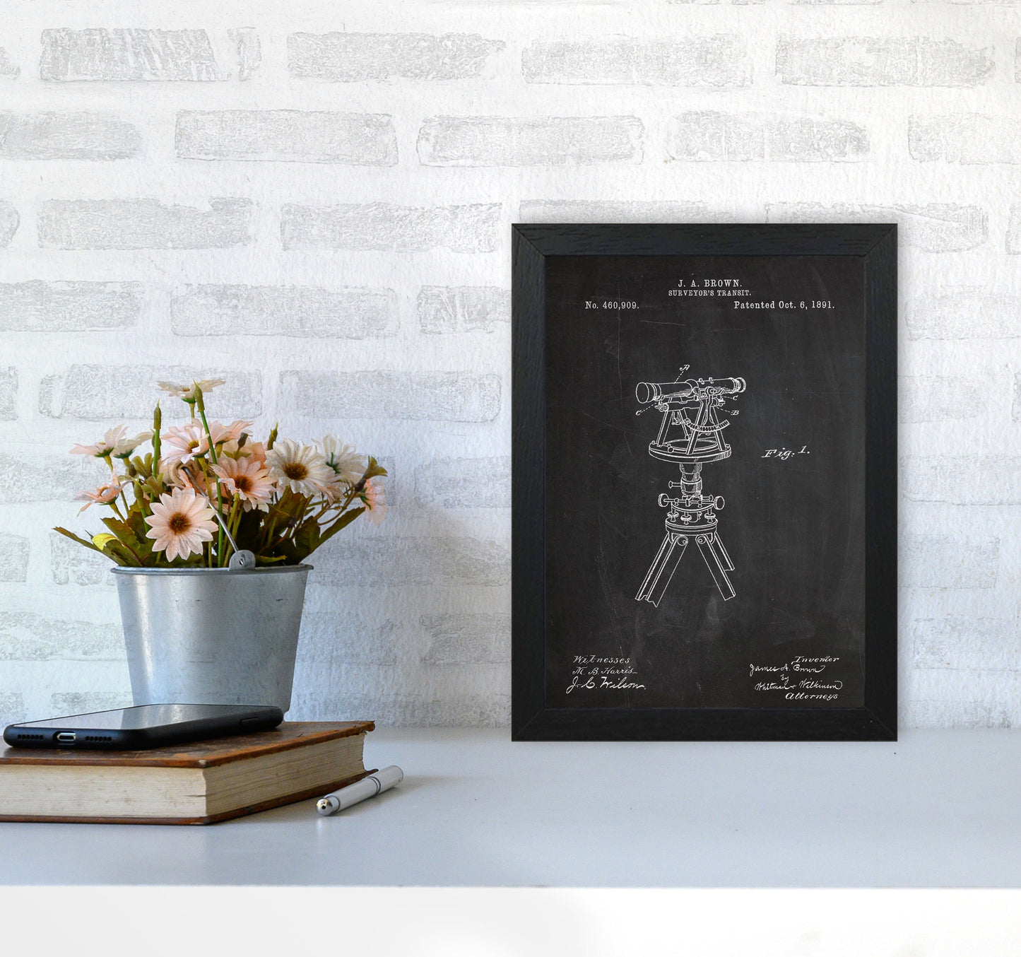 Surveyor's Transit Patent Art Print by Jason Stanley A4 White Frame