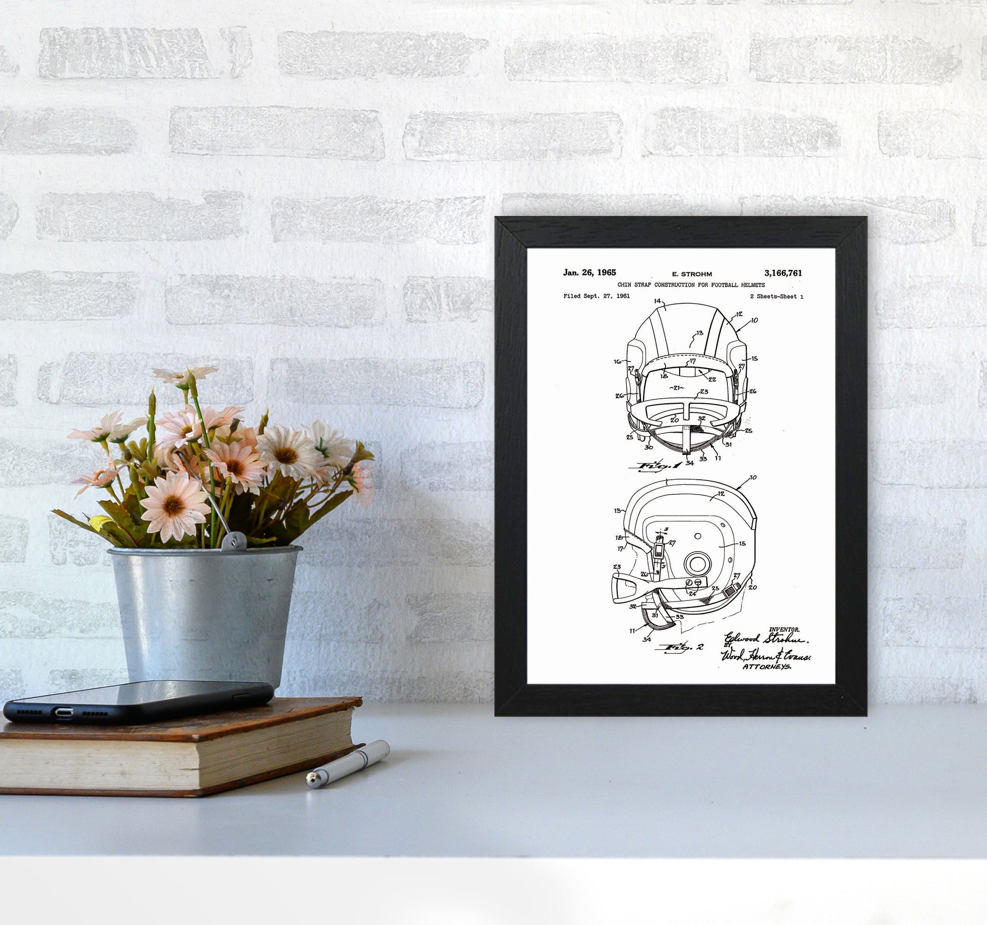 Football Helmet Patent 2 Art Print by Jason Stanley A4 White Frame