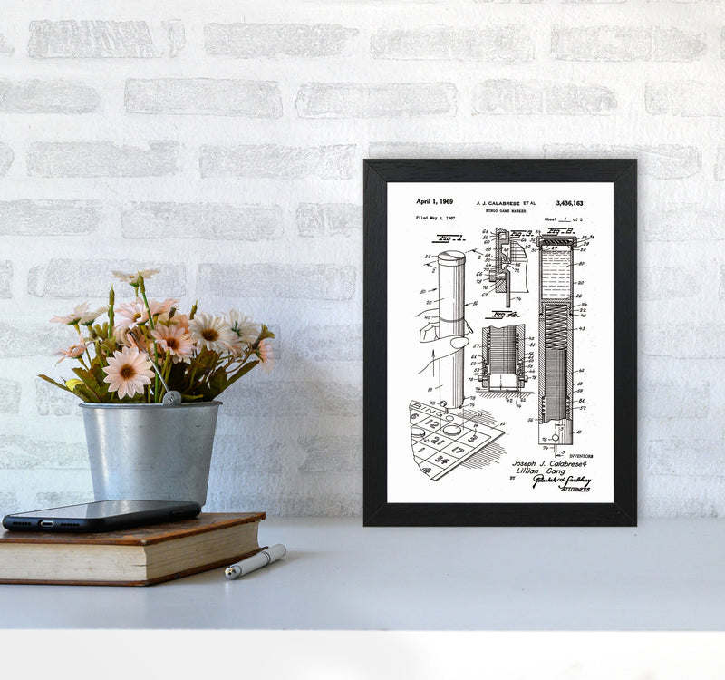 Bingo Game Marker Patent Art Print by Jason Stanley A4 White Frame