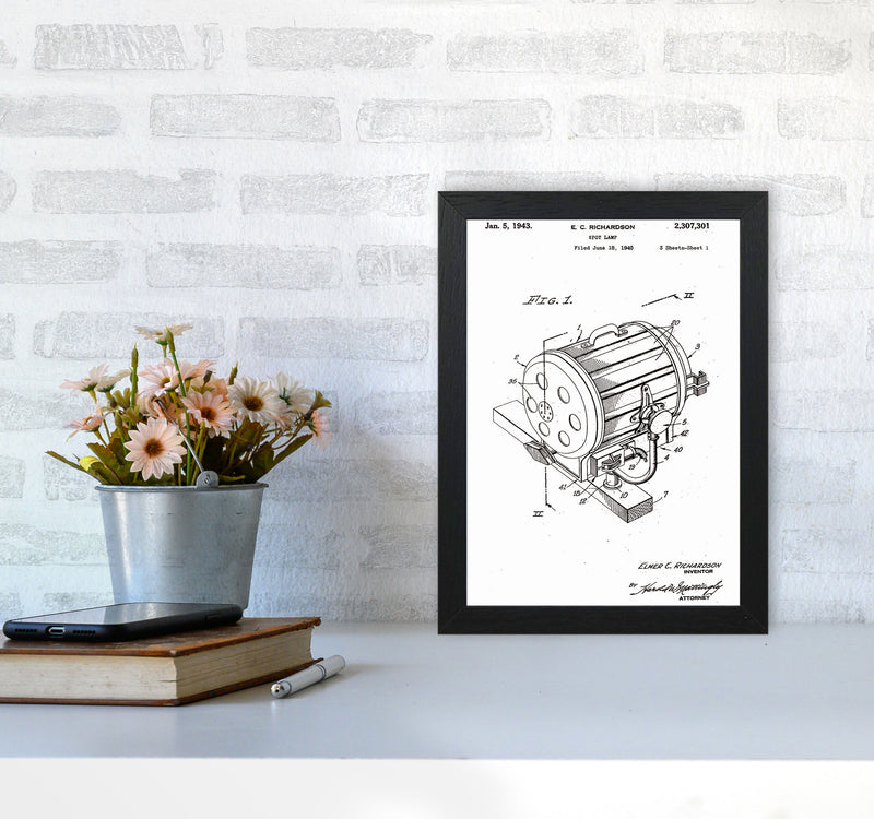 Cinema Spot Light Patent Art Print by Jason Stanley A4 White Frame