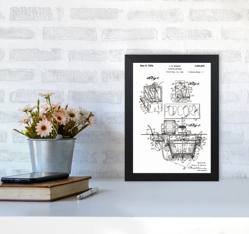 Popcorn Machine Patent 2 Art Print by Jason Stanley A4 White Frame