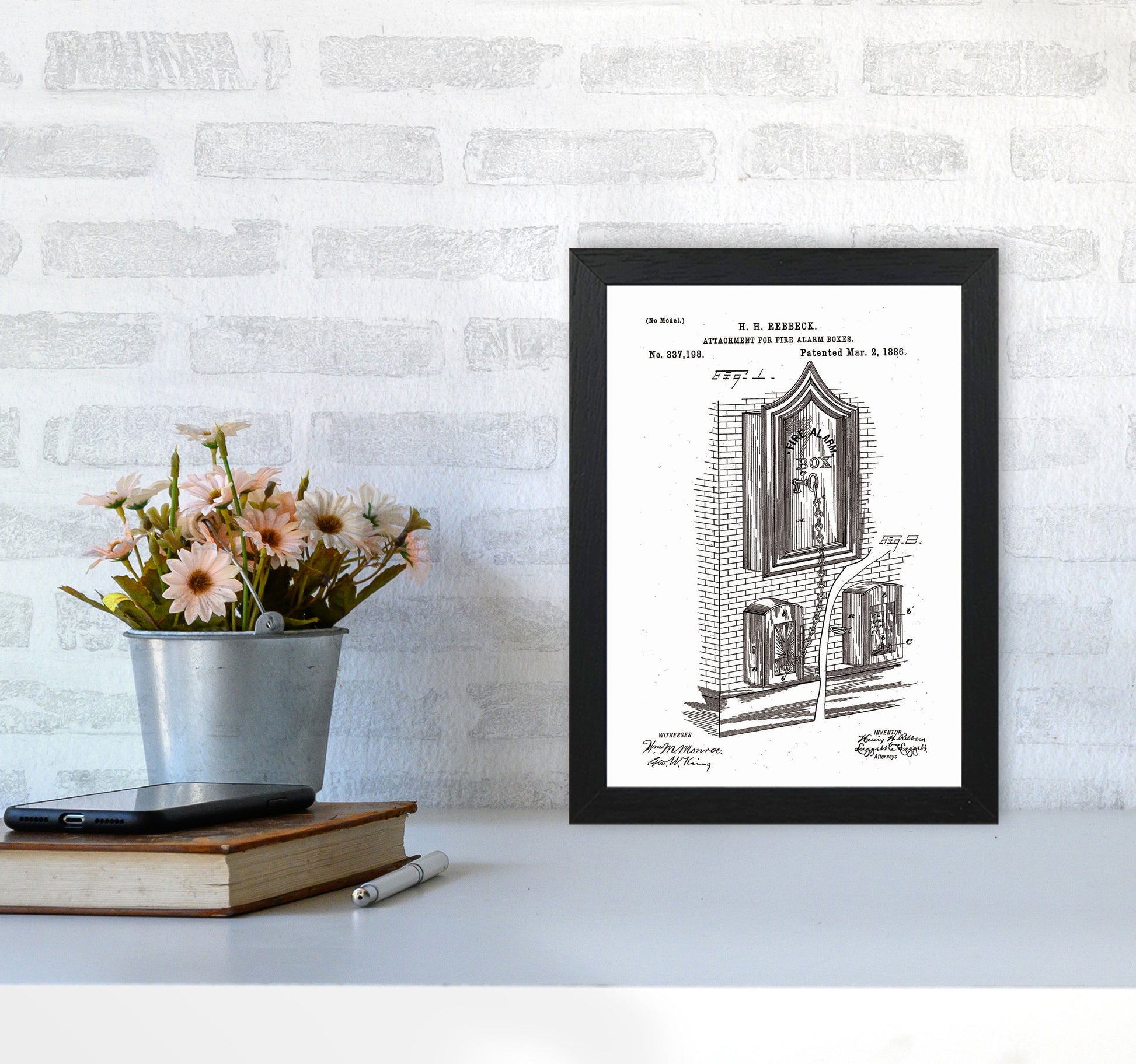 Fire Alarm Box Patent Art Print by Jason Stanley A4 White Frame