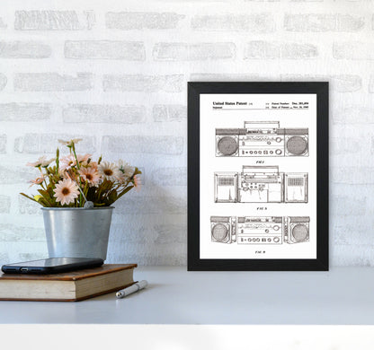 Ghetto Blaster Patent Art Print by Jason Stanley A4 White Frame