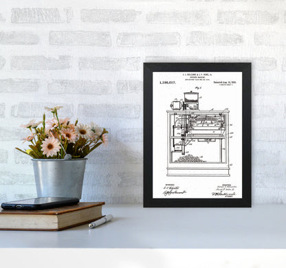 Popcorn Machine Patent Art Print by Jason Stanley A4 White Frame