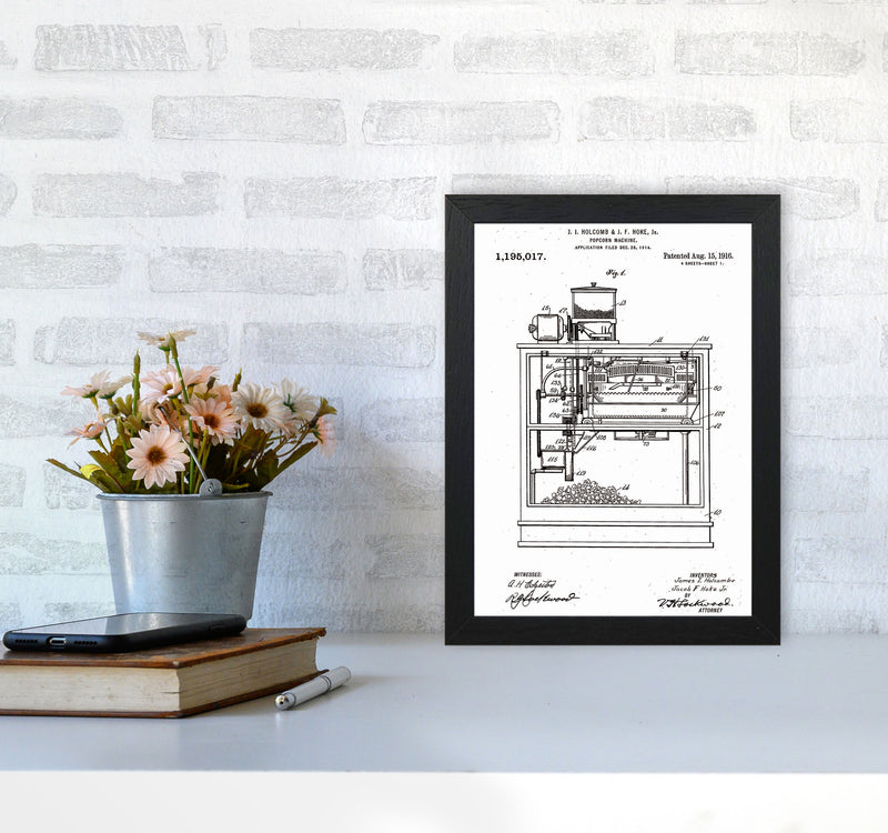 Popcorn Machine Patent Art Print by Jason Stanley A4 White Frame