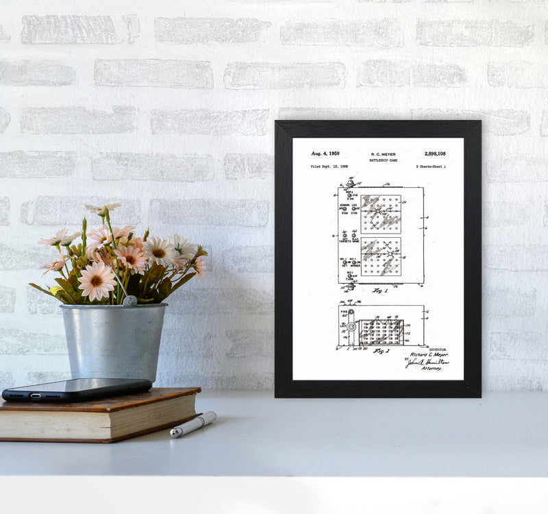 Battleship Game Patent Art Print by Jason Stanley A4 White Frame