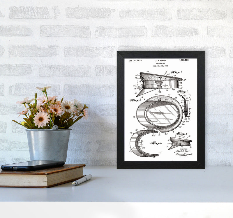 Police Man Hat Patent Art Print by Jason Stanley A4 White Frame