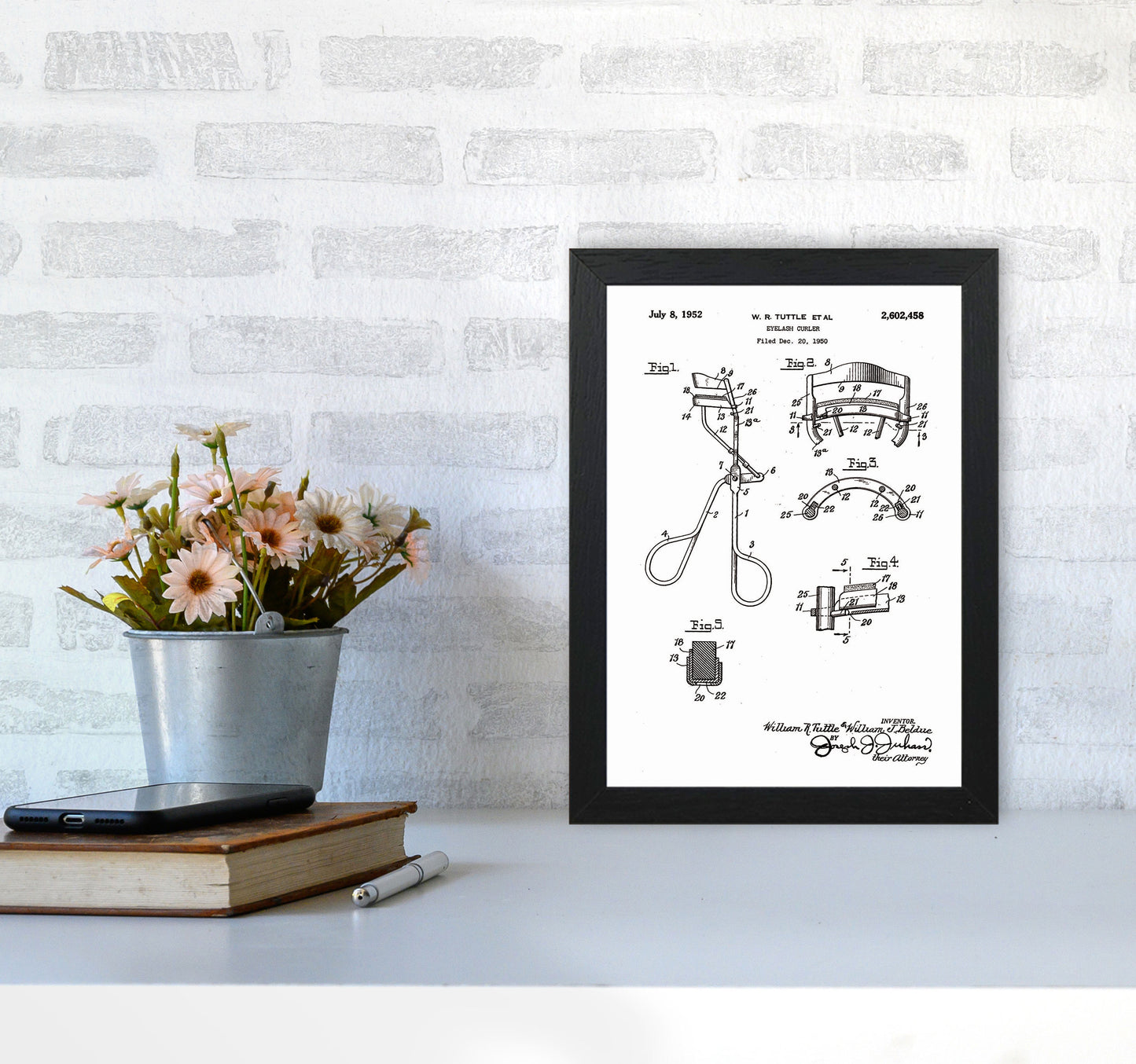 Eyelash Curler Patent Art Print by Jason Stanley A4 White Frame