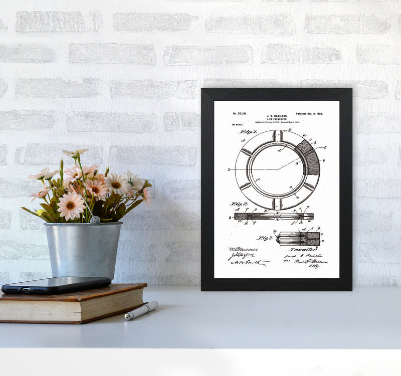 Life Preserver Patent Art Print by Jason Stanley A4 White Frame