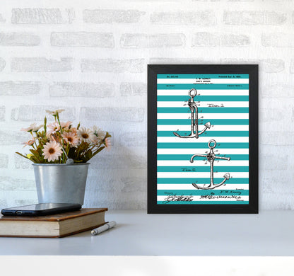 Anchor Patent Stripe Art Print by Jason Stanley A4 White Frame