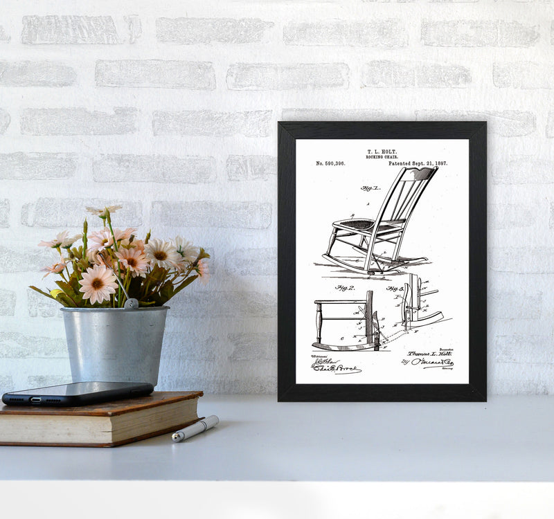 Rocking Chair Patent Art Print by Jason Stanley A4 White Frame