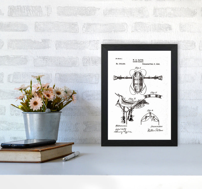 Riding Saddle Patent Art Print by Jason Stanley A4 White Frame