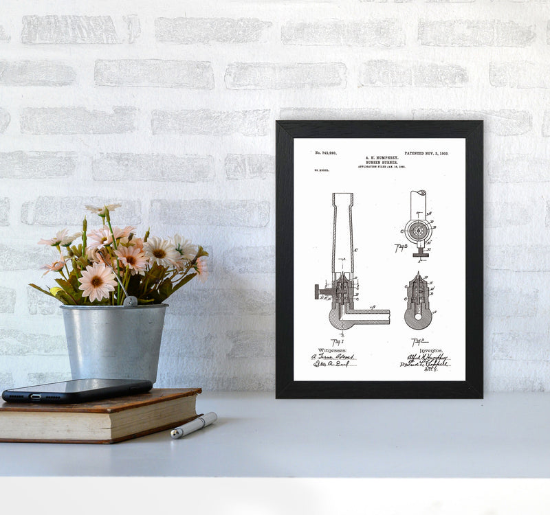 Bunsen Burner Patent Art Print by Jason Stanley A4 White Frame