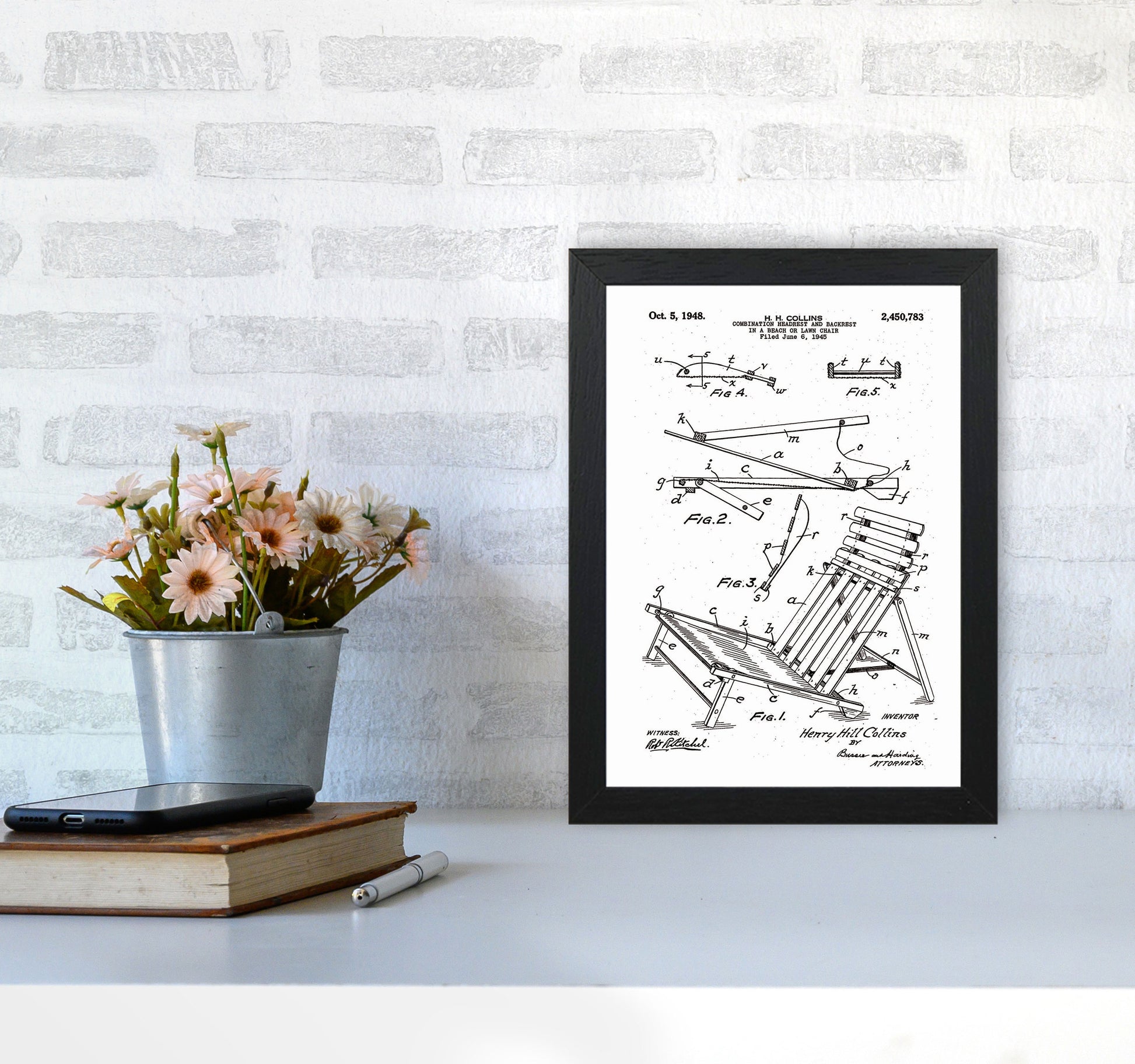 Beach Chair Patent Art Print by Jason Stanley A4 White Frame