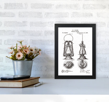 Vintage Lamp Patent Art Print by Jason Stanley A4 White Frame