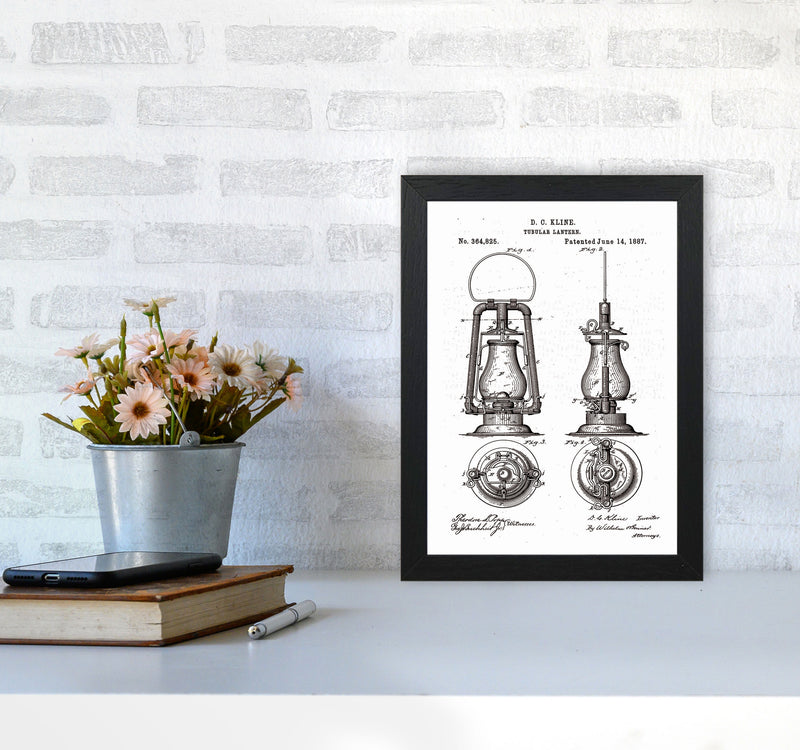 Vintage Lamp Patent Art Print by Jason Stanley A4 White Frame