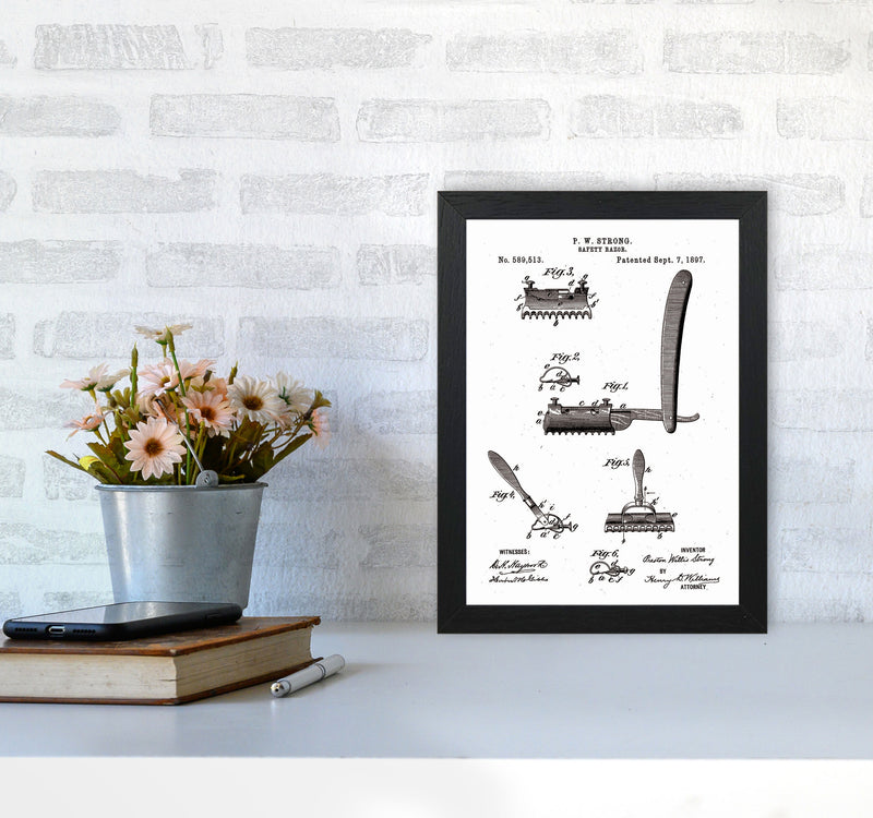 Safety Razor Patent Art Print by Jason Stanley A4 White Frame