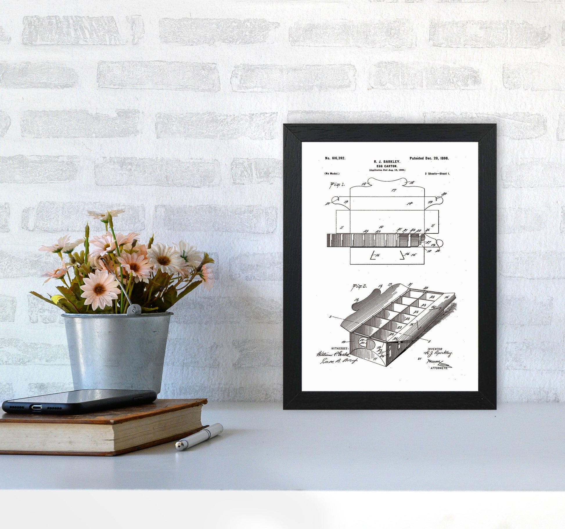 Egg Carton Patent Art Print by Jason Stanley A4 White Frame