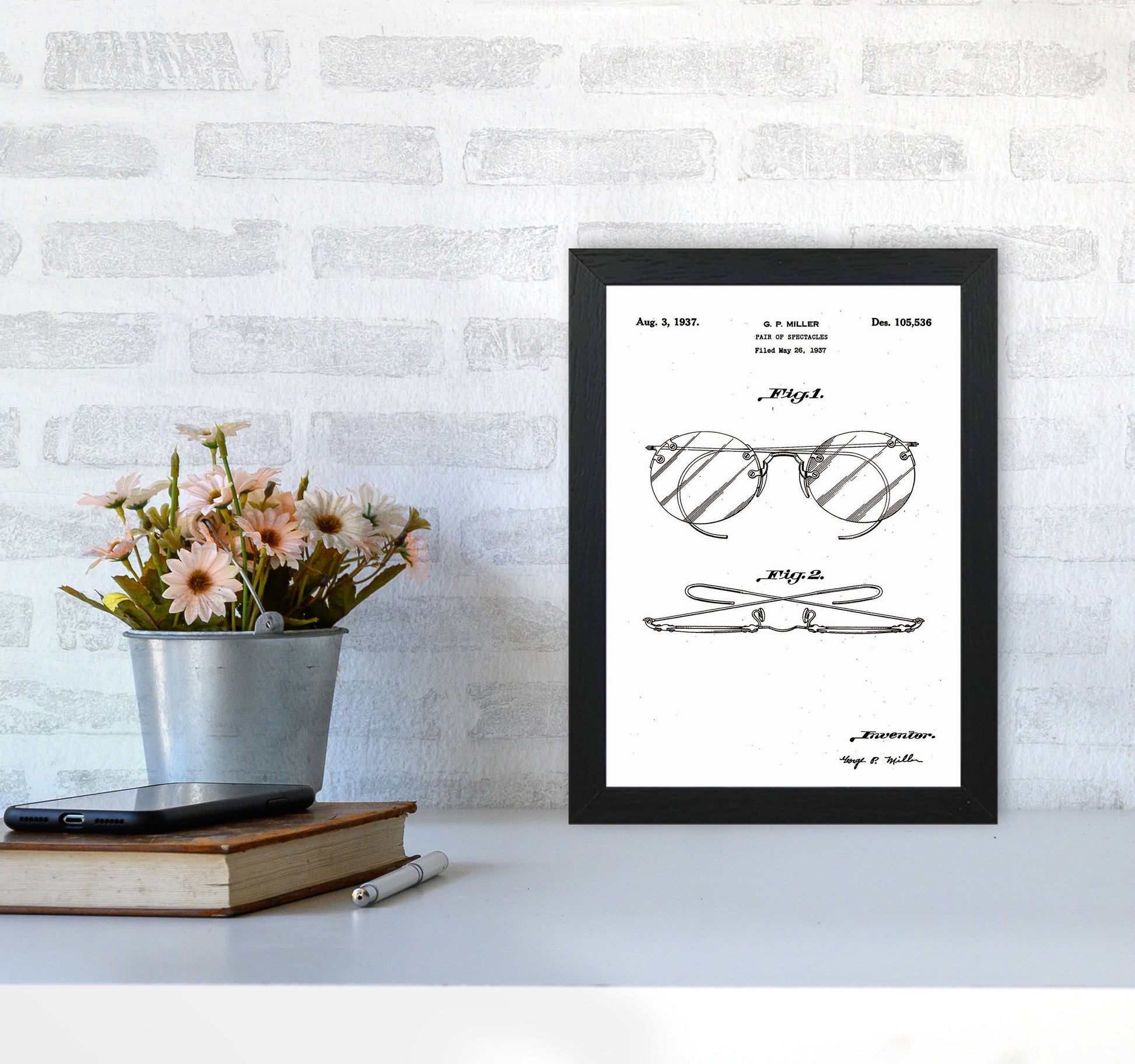 Spectacles Patent Art Print by Jason Stanley A4 White Frame
