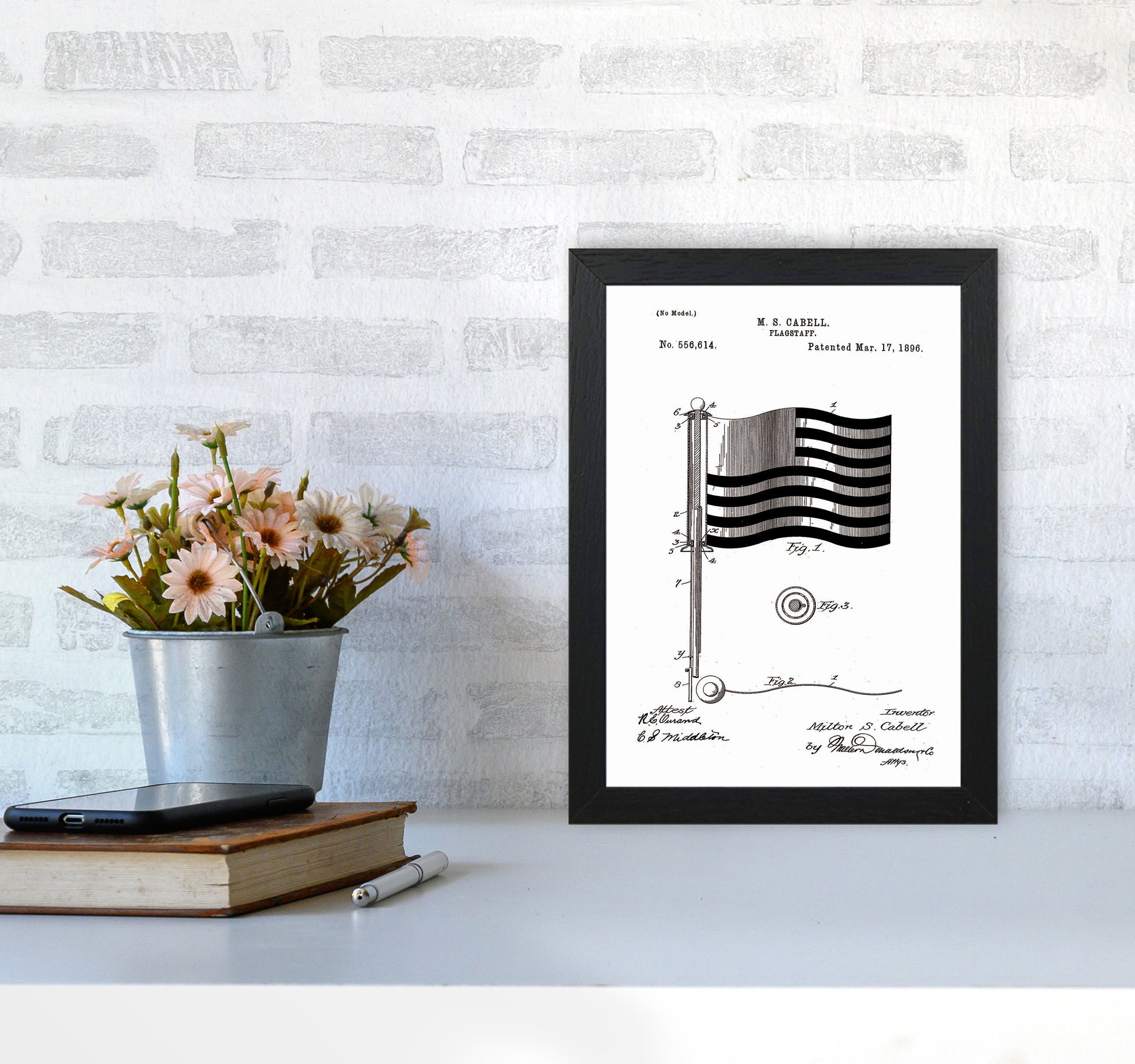 Flagstaff Patent Art Print by Jason Stanley A4 White Frame