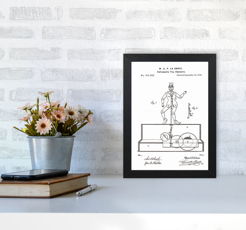 Toy Dancer Patent Art Print by Jason Stanley A4 White Frame
