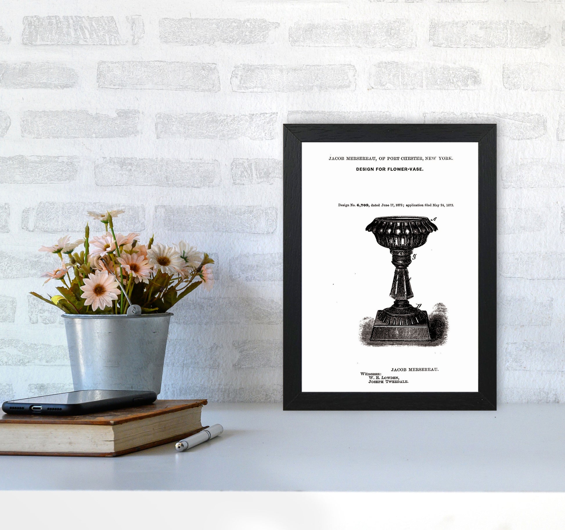 Flower Vase Patent Art Print by Jason Stanley A4 White Frame