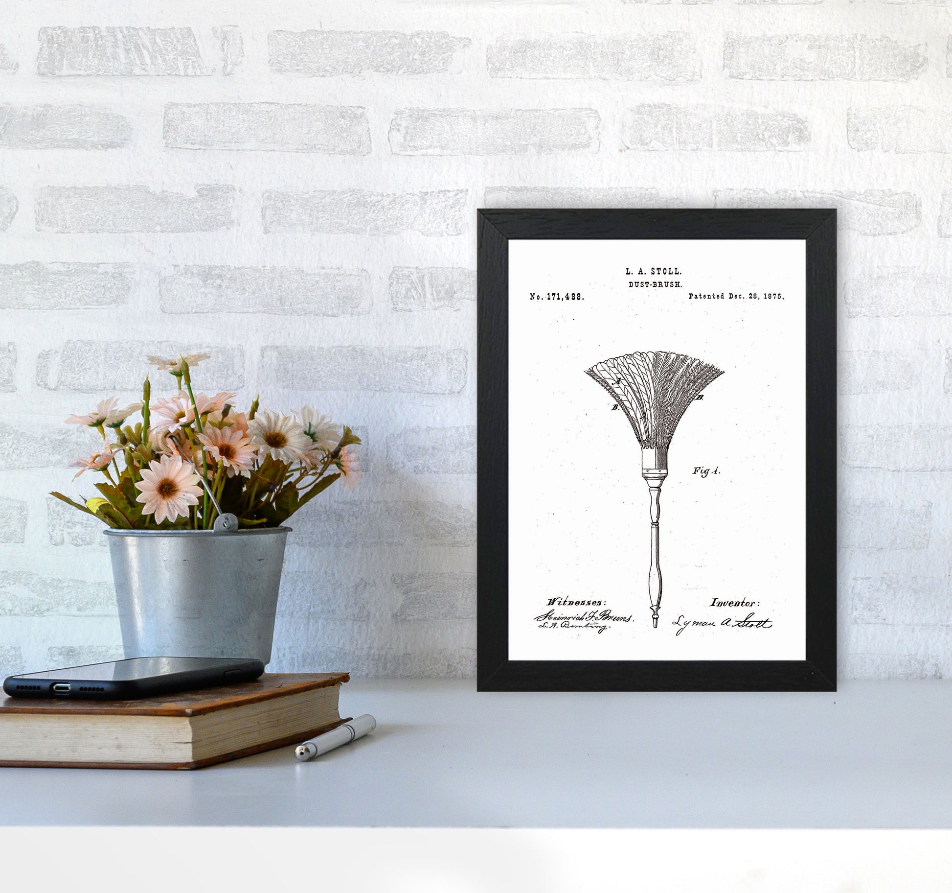 Dust Brush Patent Art Print by Jason Stanley A4 White Frame