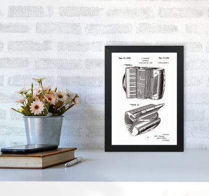 Accordian Patent Art Print by Jason Stanley A4 White Frame