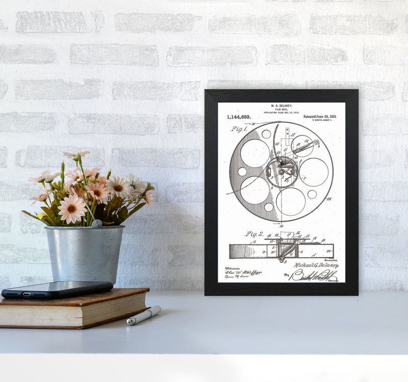Film Reel Patent Art Print by Jason Stanley A4 White Frame