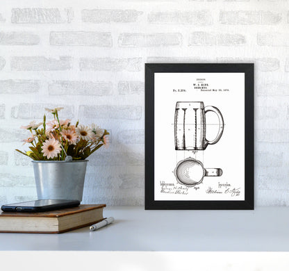 Beer Mug Patent 2 Art Print by Jason Stanley A4 White Frame