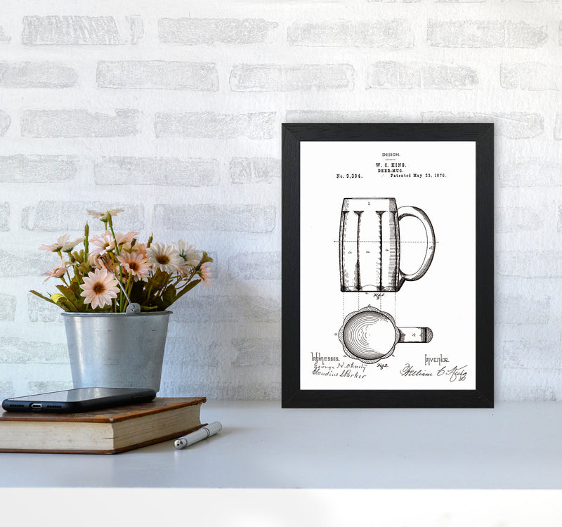 Beer Mug Patent 2 Art Print by Jason Stanley A4 White Frame