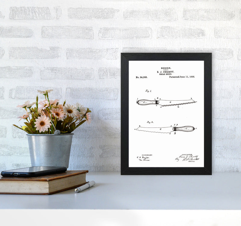 Bread Knife Patent Art Print by Jason Stanley A4 White Frame