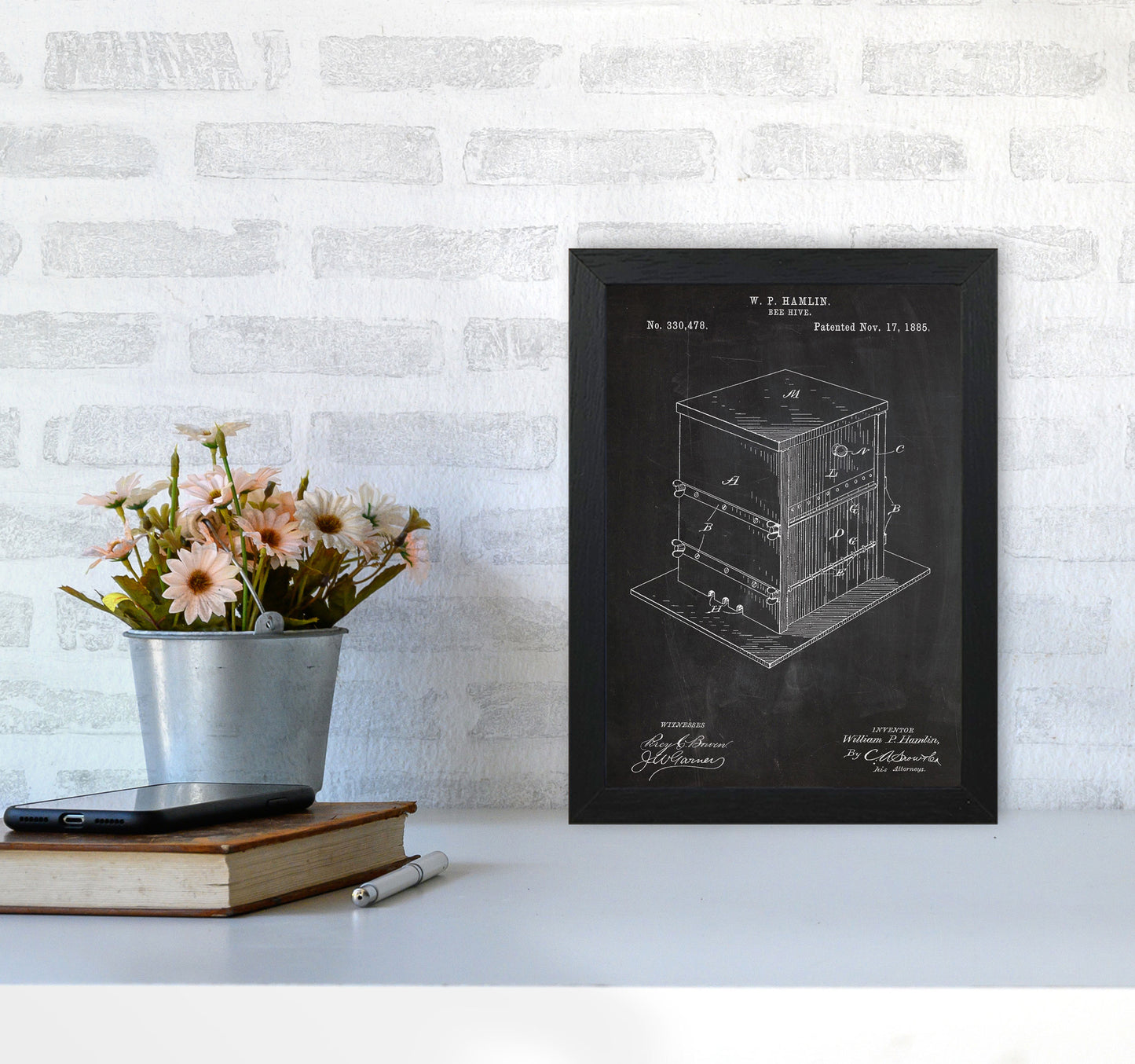Bee Hive Patent Art Print by Jason Stanley A4 White Frame