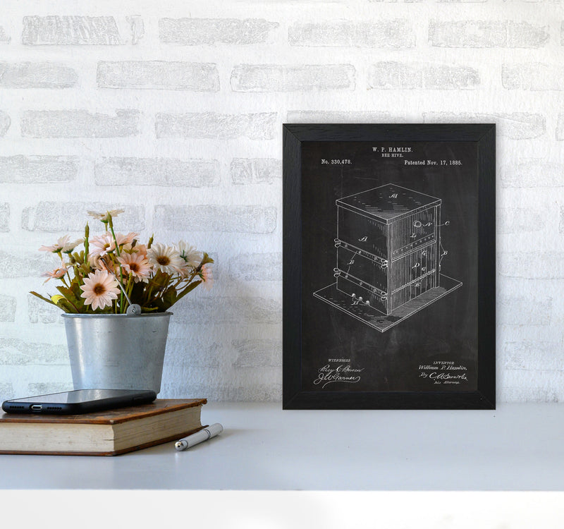 Bee Hive Patent Art Print by Jason Stanley A4 White Frame