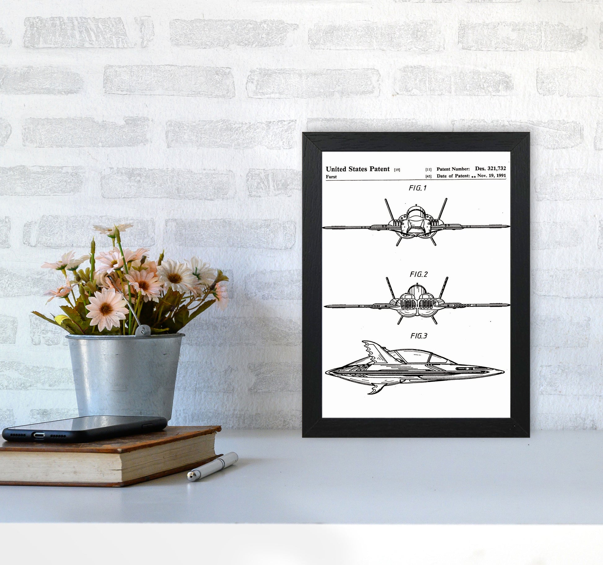 Batwing Patent Art Print by Jason Stanley A4 White Frame