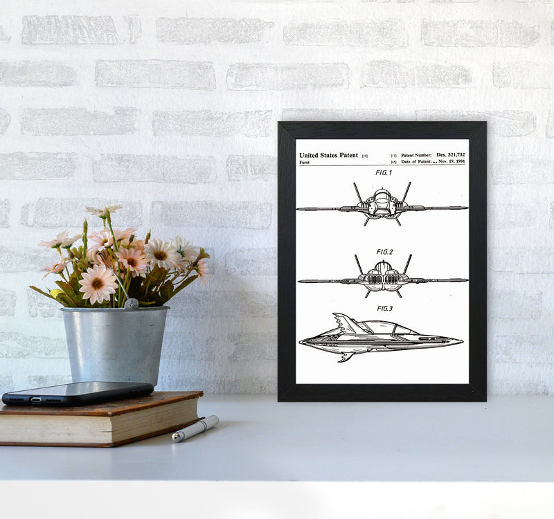 Batwing Patent Art Print by Jason Stanley A4 White Frame