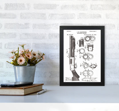 Shotgun Patent Art Print by Jason Stanley A4 White Frame