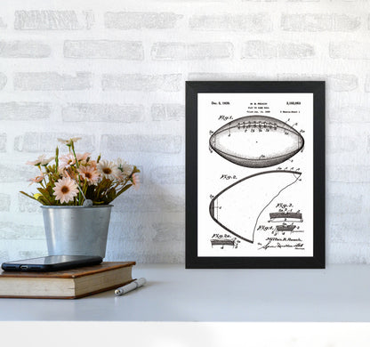 Football Patent Art Print by Jason Stanley A4 White Frame