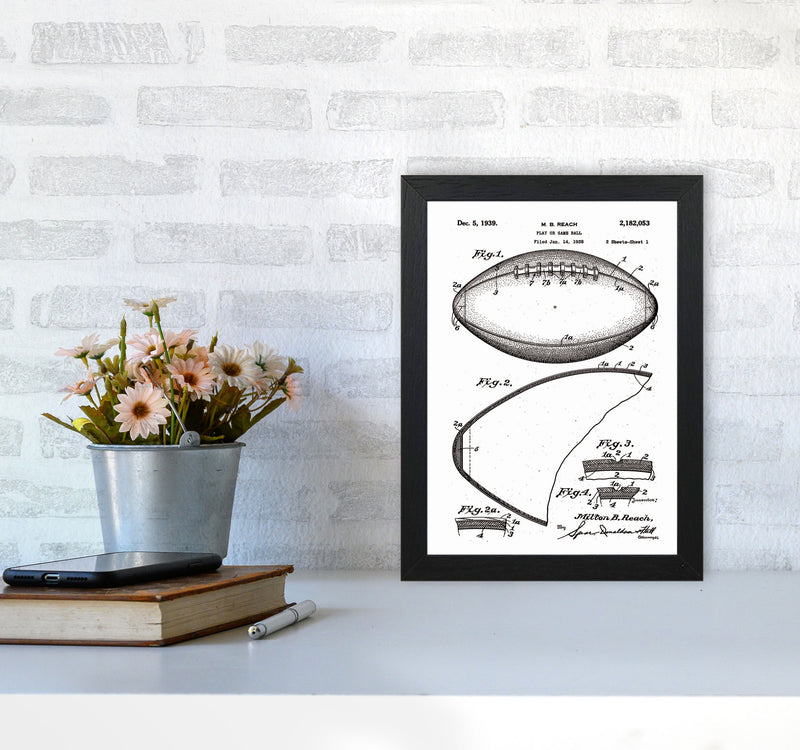 Football Patent Art Print by Jason Stanley A4 White Frame
