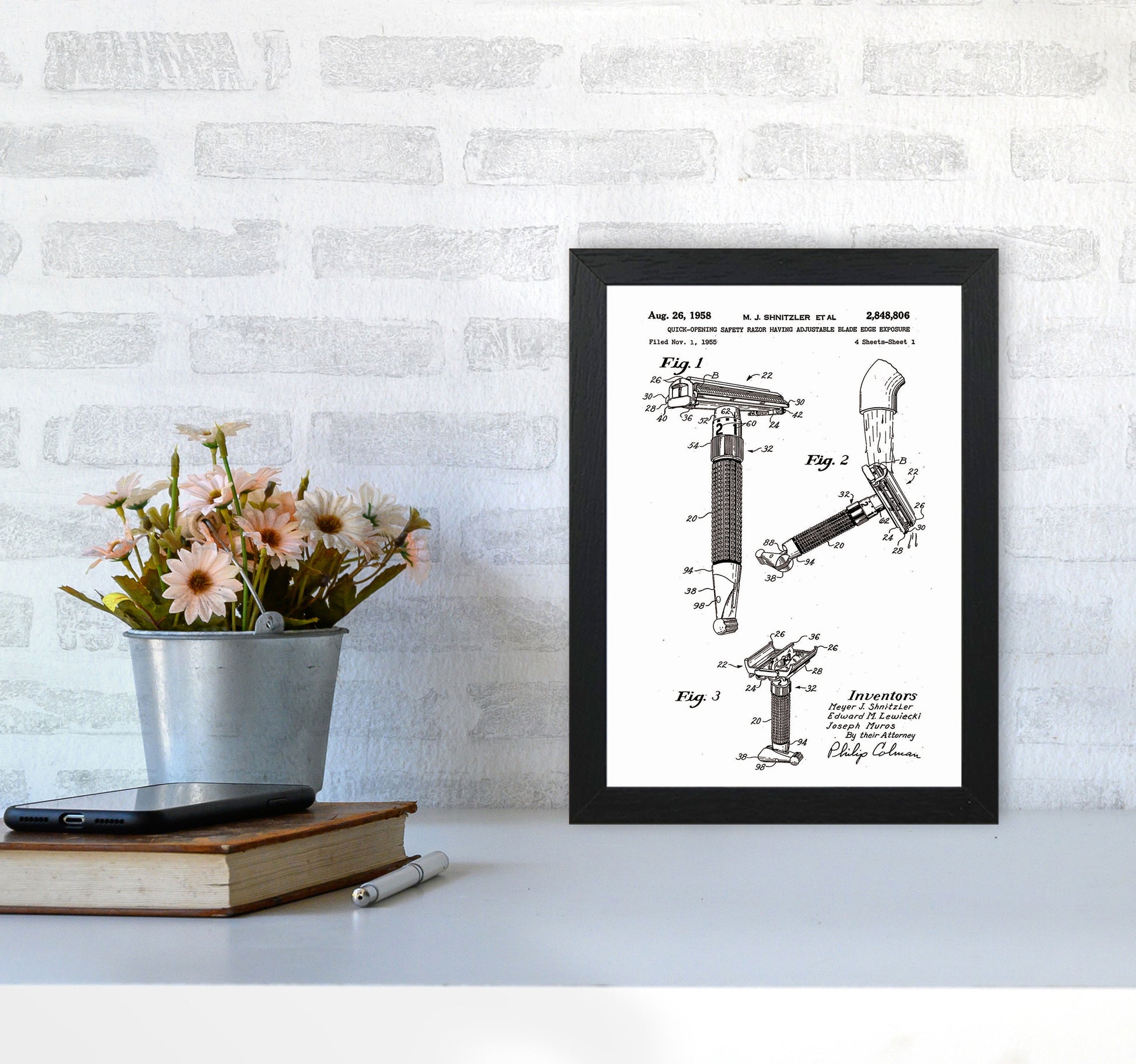 Razor Patent 2 Art Print by Jason Stanley A4 White Frame