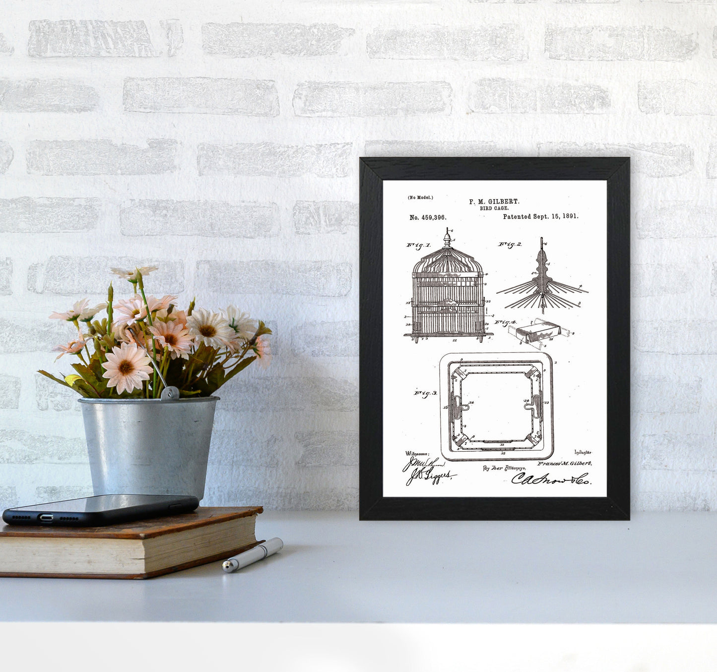 Bird Cage Patent Art Print by Jason Stanley A4 White Frame