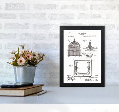 Bird Cage Patent Art Print by Jason Stanley A4 White Frame