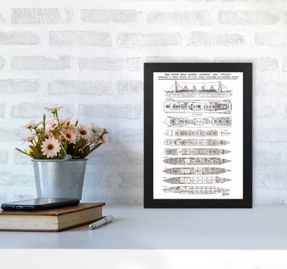 Titanic Patent Art Print by Jason Stanley A4 White Frame