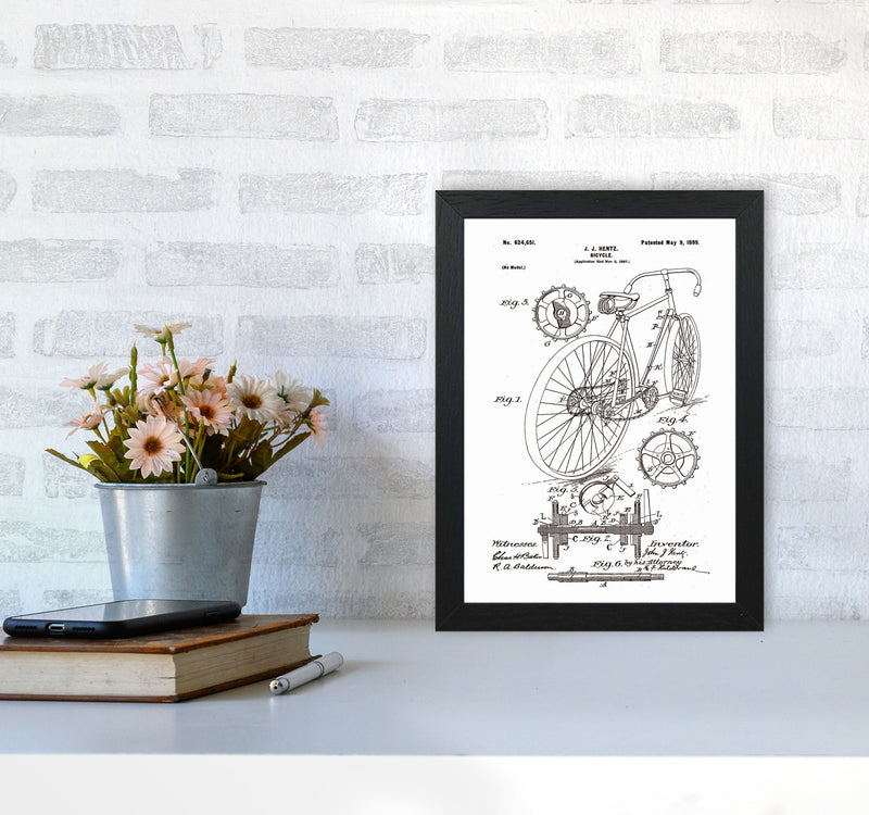 Bicycle Patent Art Print by Jason Stanley A4 White Frame
